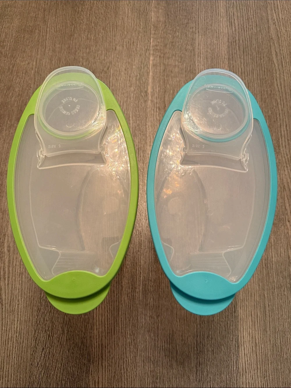 Rubbermaid Clear Dry Food Canisters with Green and Blue Flip Lids